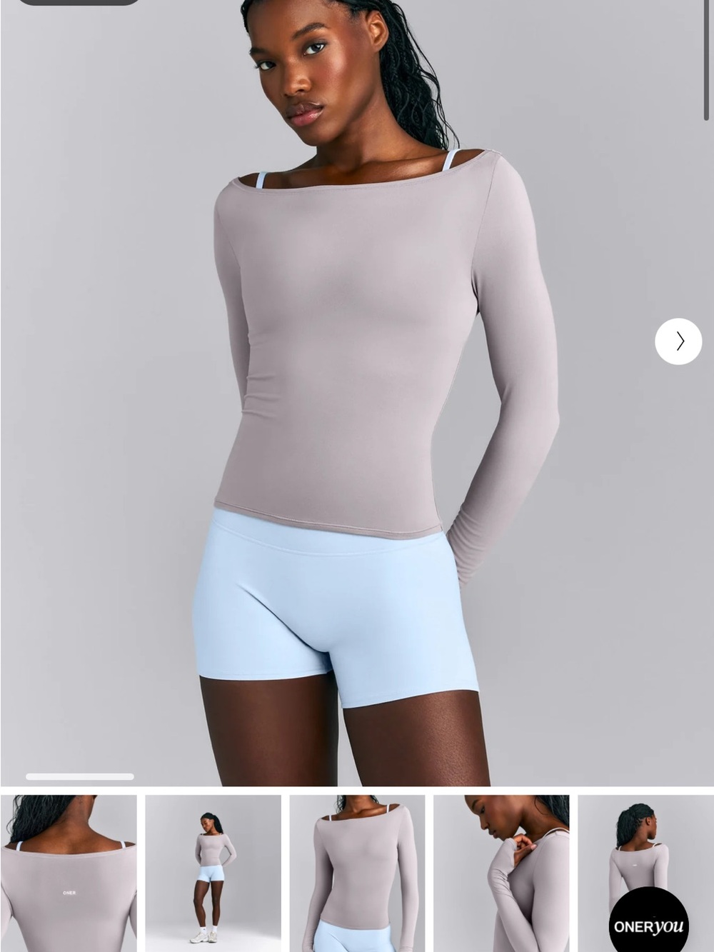 ONER ACTIVE FORMESOFT™ FITTED OFF-THE-SHOULDER LONG SLEEVE TOP
